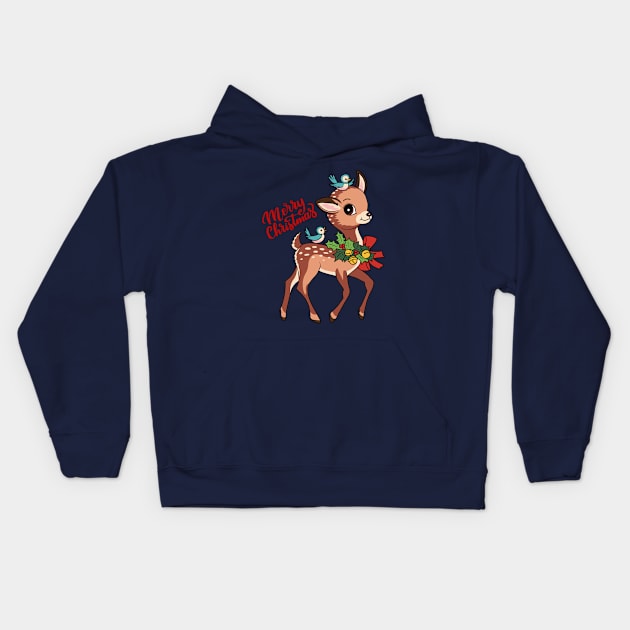 Little Reindeer Kids Hoodie by valentinahramov